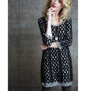 Moth Lattice Textured Grey Blk Sweater Dress XL